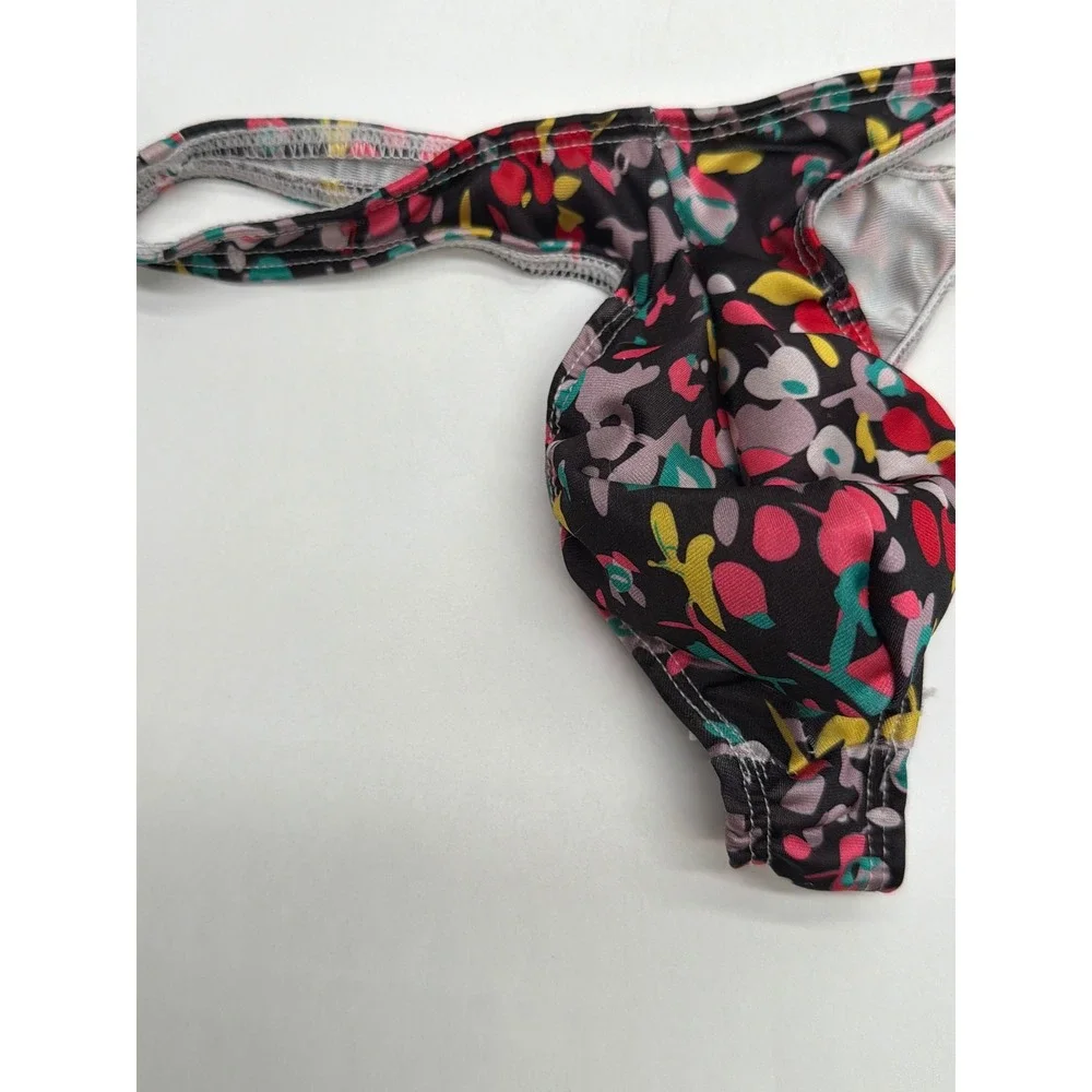 Mens Floral Print Low Rise Contour Pouch Thong T-Back Underwear Multi-Color